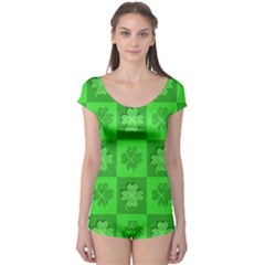 Fabric Shamrocks Clovers Boyleg Leotard  by Simbadda