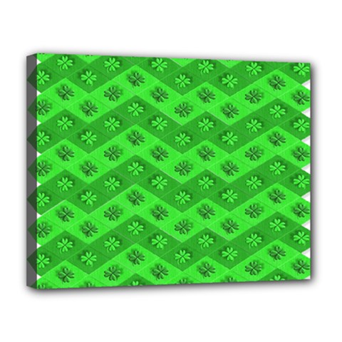 Shamrocks 3d Fabric 4 Leaf Clover Canvas 14  X 11  by Simbadda