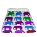 Rainbow Colors Bright Colorful Elephants Wallpaper Background Fitted Sheet (King Size) View1
