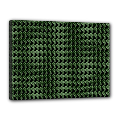 Clovers On Black Canvas 16  X 12  by PhotoNOLA