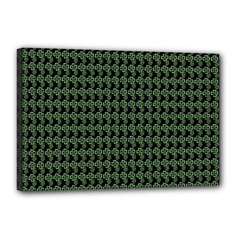 Clovers On Black Canvas 18  X 12  by PhotoNOLA