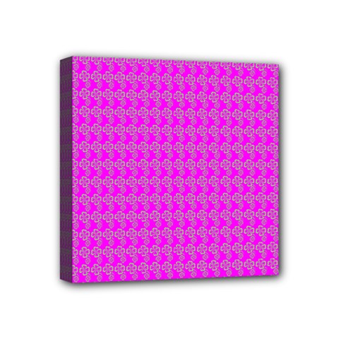 Clovers On Pink Mini Canvas 4  X 4  by PhotoNOLA