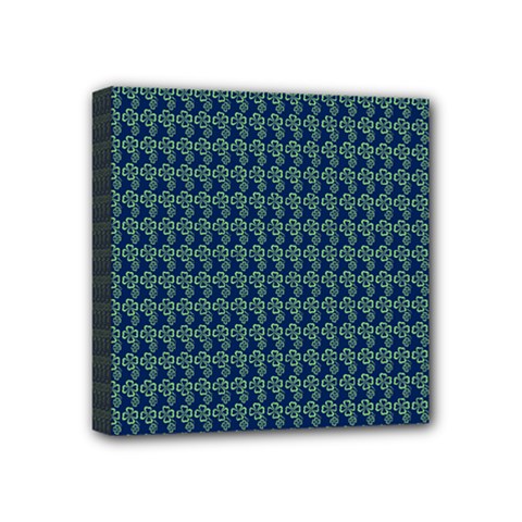 Clovers On Dark Blue Mini Canvas 4  X 4  by PhotoNOLA
