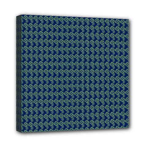 Clovers On Dark Blue Mini Canvas 8  X 8  by PhotoNOLA