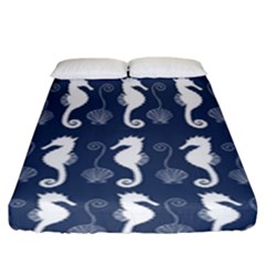 Seahorse And Shell Pattern Fitted Sheet (king Size) by Simbadda