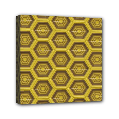 Golden 3d Hexagon Background Mini Canvas 6  X 6  by Amaryn4rt