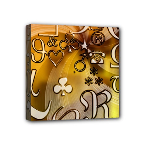 Symbols On Gradient Background Embossed Mini Canvas 4  X 4  by Amaryn4rt
