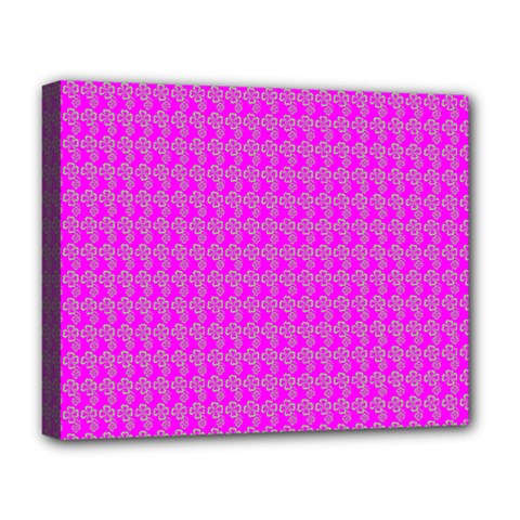 Clovers On Pink Deluxe Canvas 20  X 16   by PhotoNOLA
