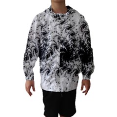 Fractal Black Spiral On White Hooded Wind Breaker (kids) by Amaryn4rt