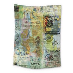 Old Newspaper And Gold Acryl Painting Collage Medium Tapestry by EDDArt