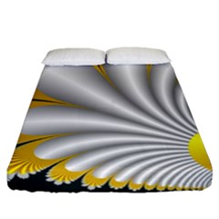 Fractal Gold Palm Tree On Black Background Fitted Sheet (queen Size) by Amaryn4rt