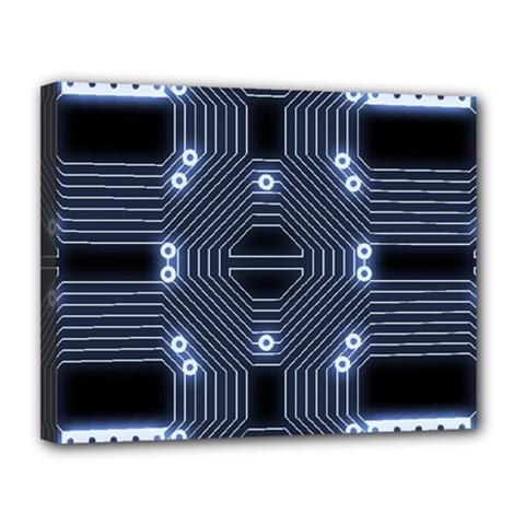 A Completely Seamless Tile Able Techy Circuit Background Canvas 14  X 11  by Simbadda