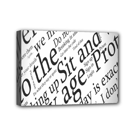 Abstract Minimalistic Text Typography Grayscale Focused Into Newspaper Mini Canvas 7  X 5  by Simbadda