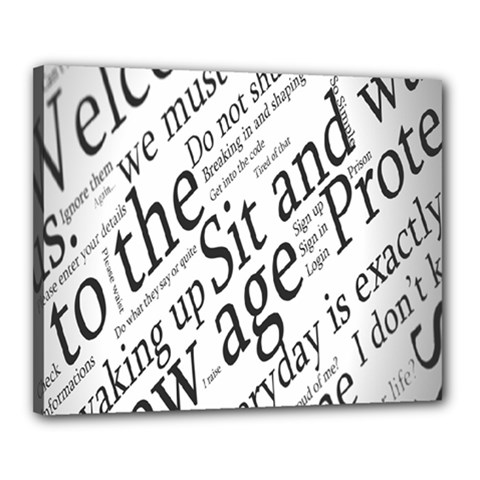 Abstract Minimalistic Text Typography Grayscale Focused Into Newspaper Canvas 20  X 16  by Simbadda