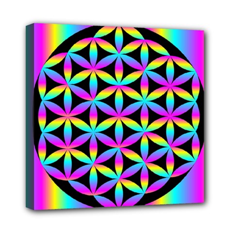 Flower Of Life Gradient Fill Black Circle Plain Mini Canvas 8  X 8  by Simbadda