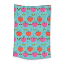 Tulips Floral Background Pattern Small Tapestry by Simbadda