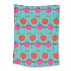 Tulips Floral Background Pattern Medium Tapestry by Simbadda