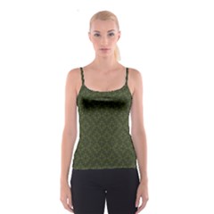 Dark Green Flower And Cross Pattern Spathetti Strap Top by CoolDesigns