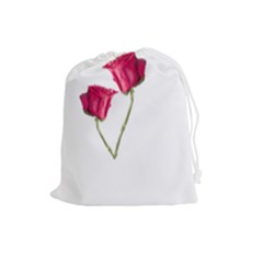 Red Roses Photo Drawstring Pouches (large)  by dflcprints