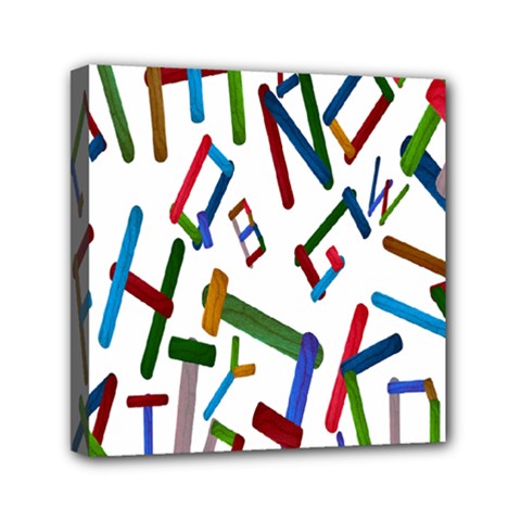 Colorful Letters From Wood Ice Cream Stick Isolated On White Background Mini Canvas 6  X 6  by Simbadda
