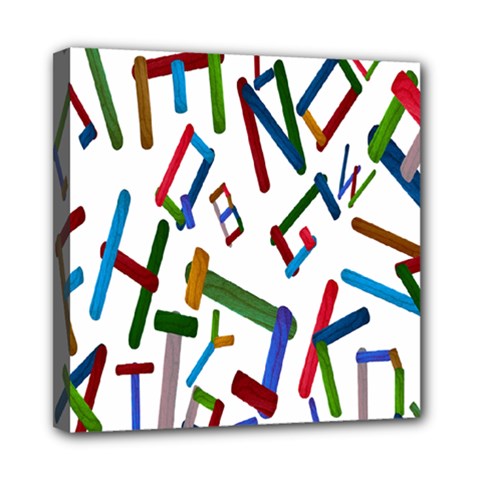 Colorful Letters From Wood Ice Cream Stick Isolated On White Background Mini Canvas 8  X 8  by Simbadda