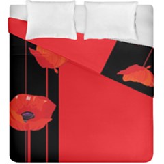 Flower Floral Red Back Sakura Duvet Cover Double Side (king Size) by Mariart