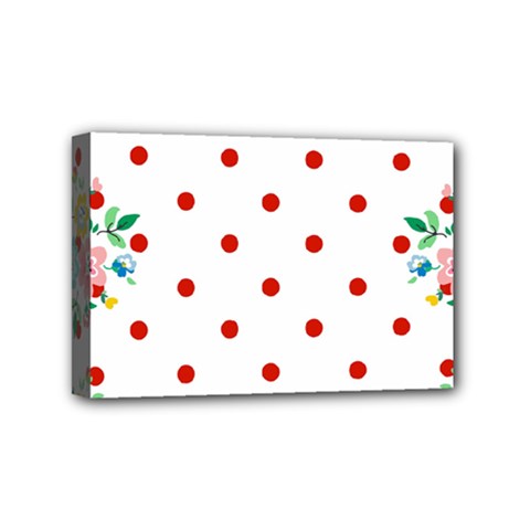 Flower Floral Polka Dot Orange Mini Canvas 6  X 4  by Mariart