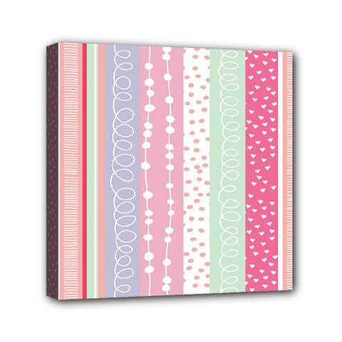 Heart Love Valentine Polka Dot Pink Blue Grey Purple Red Mini Canvas 6  X 6  by Mariart