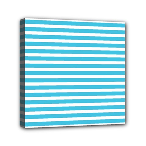 Horizontal Stripes Blue Mini Canvas 6  X 6  by Mariart