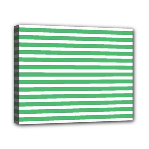 Horizontal Stripes Green Canvas 10  X 8  by Mariart