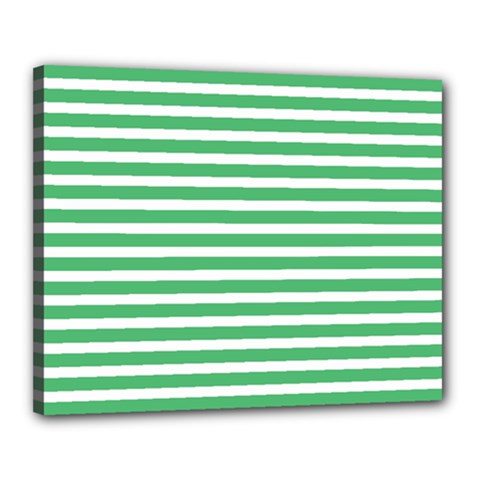 Horizontal Stripes Green Canvas 20  X 16  by Mariart