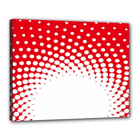 Polka Dot Circle Hole Red White Canvas 20  X 16  by Mariart