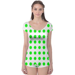 Polka Dot Green Boyleg Leotard  by Mariart