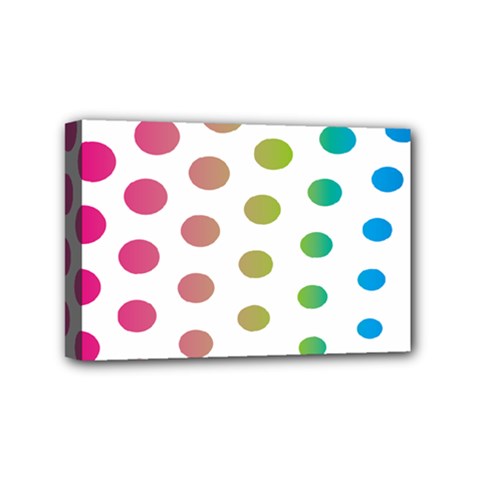 Polka Dot Pink Green Blue Mini Canvas 6  X 4  by Mariart