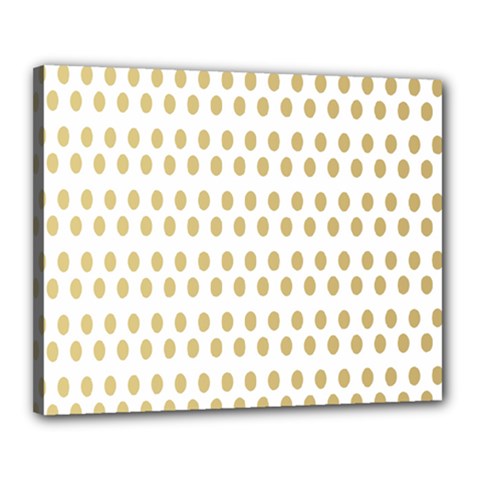 Polka Dots Gold Grey Canvas 20  X 16  by Mariart