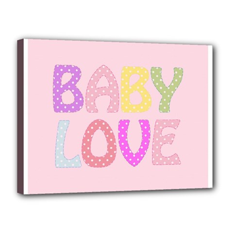 Pink Baby Love Text In Colorful Polka Dots Canvas 16  X 12  by Simbadda