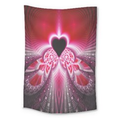 Illuminated Red Hear Red Heart Background With Light Effects Large Tapestry by Simbadda