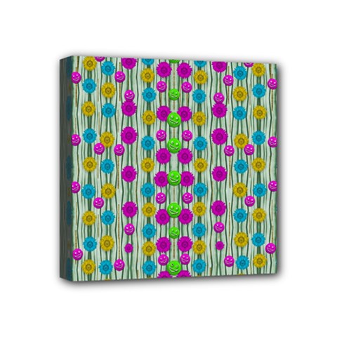 Wood And Flower Trees With Smiles Of Gold Mini Canvas 4  X 4  by pepitasart
