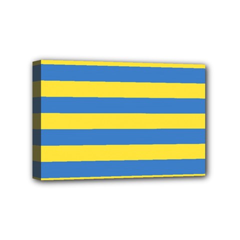 Horizontal Blue Yellow Line Mini Canvas 6  X 4  by Mariart