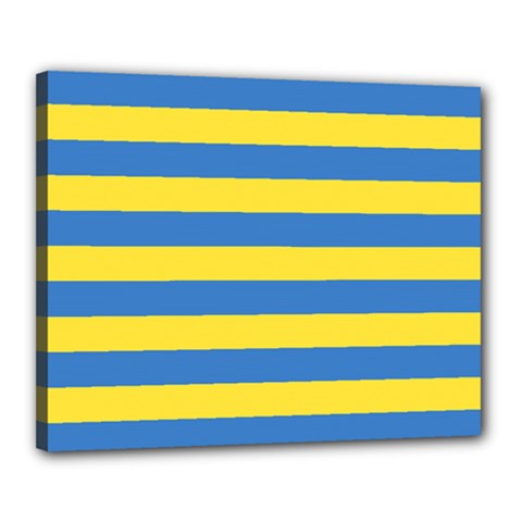Horizontal Blue Yellow Line Canvas 20  X 16  by Mariart
