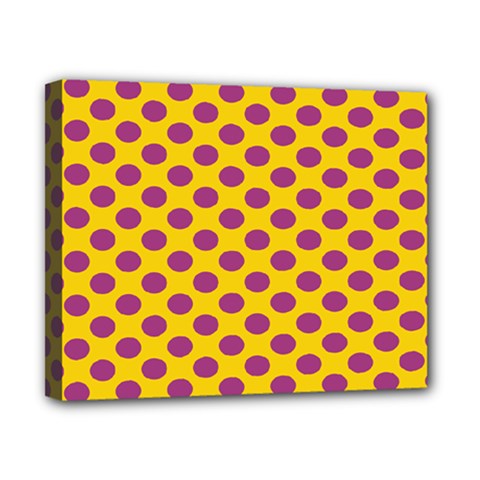 Polka Dot Purple Yellow Canvas 10  X 8  by Mariart