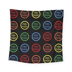 Happy Birthday Colorful Wallpaper Background Square Tapestry (small) by Simbadda