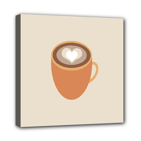 Artin Coffee Chocolate Brown Heart Love Mini Canvas 8  X 8  by Mariart