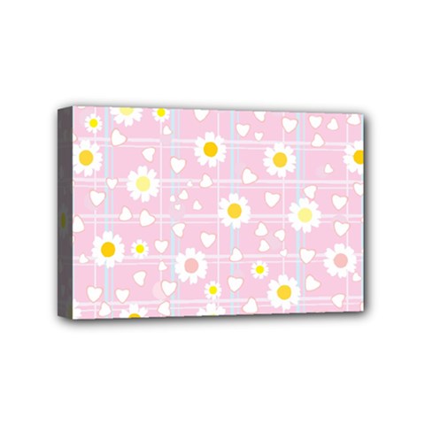 Flower Floral Sunflower Pink Yellow Mini Canvas 6  X 4  by Mariart