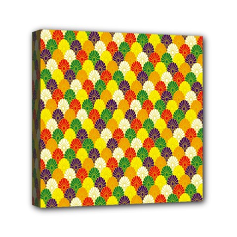 Flower Floral Sunflower Color Rainbow Yellow Purple Red Green Mini Canvas 6  X 6  by Mariart