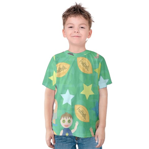 Football Kids Children Pattern Kids  Cotton Tee by Nexatart