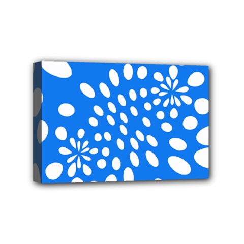 Circles Polka Dot Blue White Mini Canvas 6  X 4  by Mariart