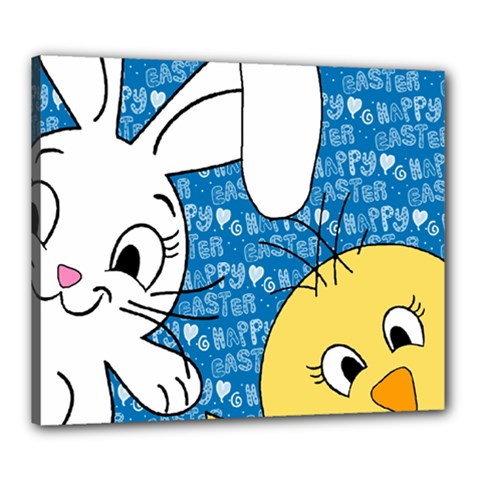 Easter Bunny And Chick  Canvas 24  X 20  by Valentinaart