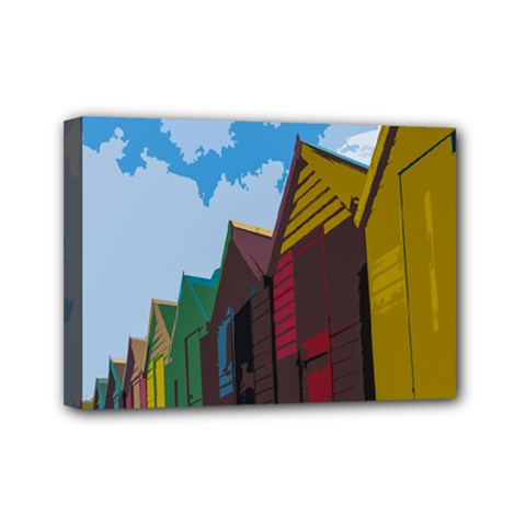 Brightly Colored Dressing Huts Mini Canvas 7  X 5  by Nexatart