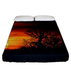 Sunset At Nature Landscape Fitted Sheet (california King Size) by dflcprints